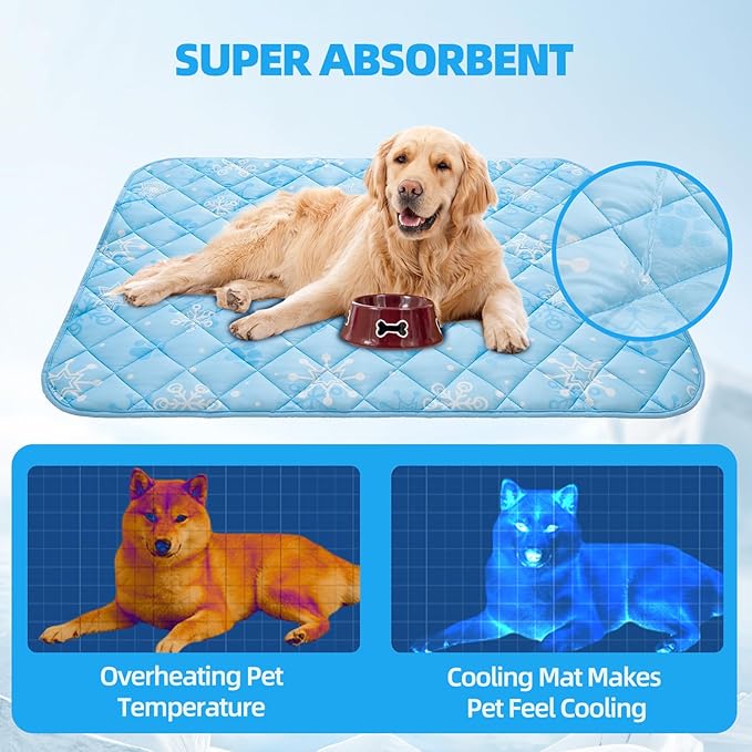 Homimp Dog Cooling Mat,15.5" x 19.5" Thicken Self-Cooling Mat for Dog&Cat,Internal Waterproof& Endothermic,Washable Pet Ice Cool Pad Blanket,Pet Sleeping Pad for Indoor Outdoor in Summer, Non-Toxic