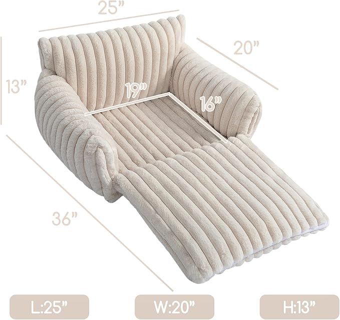 Hollypet Cat Bed Fluffy Plush Multifunctional Double-Layer Machine Washable Soft Warming Kitty Pet Couch Orthopedic Nest Beds for Small Cats Kitten and Dogs up to 13lbs, Cream(25x20x13 inch)