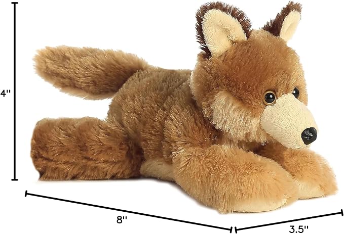 Aurora® Adorable Mini Flopsie™ Clever Coyote™ Stuffed Animal - Mini Companions Ready for Playful Adventures - for Kids All Ages, Toddlers, Adults, and Families - Brown 8 Inches