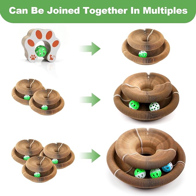 Goosheep 2Pack Kitty Kurlz Magic Organ Cat Scratching Board Kitty Curls Accordion Toy Cats Scratching Post Ball Track, Kitten Fun Intelligence Physical Exercise Educational Toy