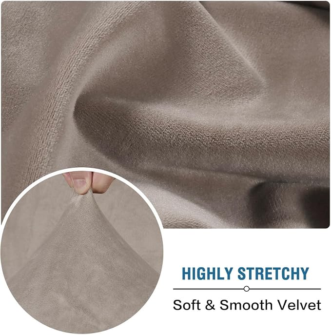 H.VERSAILTEX Velvet Stretch Individual Couch Cushion Cover Plush Cushion Slipcover for Loveseat Sofa Cushion Furniture Protector Seat Cushion Sofa Cover (1 Piece Sofa Cushion Cover, Taupe)