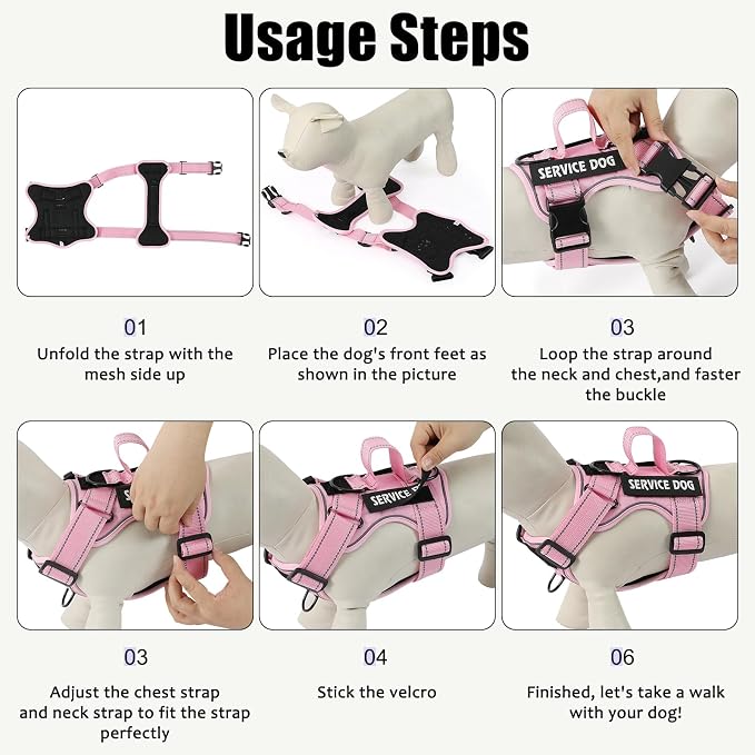 Dog Harness, Reflective Vest with 5 Patches, Adjustable Soft Oxford, Inner Mesh, Prevent Pulling, Easy Control for Small Medium Large Dogs