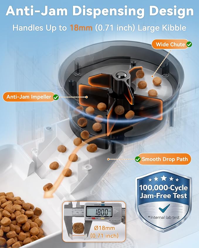 Large Breed Automatic Dog Feeder with 1080P HD Camera: 12L/50 Cups 20-Day Food Capacity for Busy Pet Owners - Anti-Clog Wide Outlet for Large Kibble