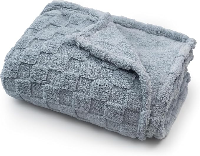 Americanflat 30x40 Jacquard Kids Throw Blanket - Soft and Breathable Mini Fleece Throw Blanket for Couch, Bed, Chair - Fleece Blankets Perfect for Home, Bedroom, Outdoor - Checkered Design in Gray