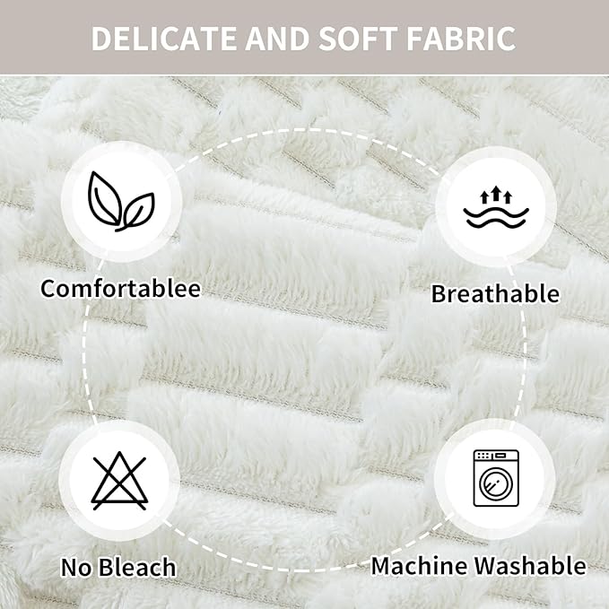 Plush Warm Sofa Covers Washable, Funny Fuzzy Couch Cover for Dogs Washable, Non-Slip Couch Covers for Recliner, Soft Sofa Slipcover for Pet & Kid(1PC, Beige White, 28"×28", Single Seater)