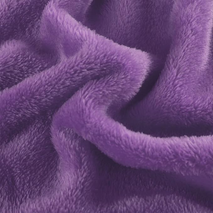 uxcell Flannel Fleece Blanket Full Size - Soft Lightweight Plush Microfiber Bed Blanket for Sofa or Couch, Machine Washable Blankets Fleeces, Dark Purple 70x78 Inch