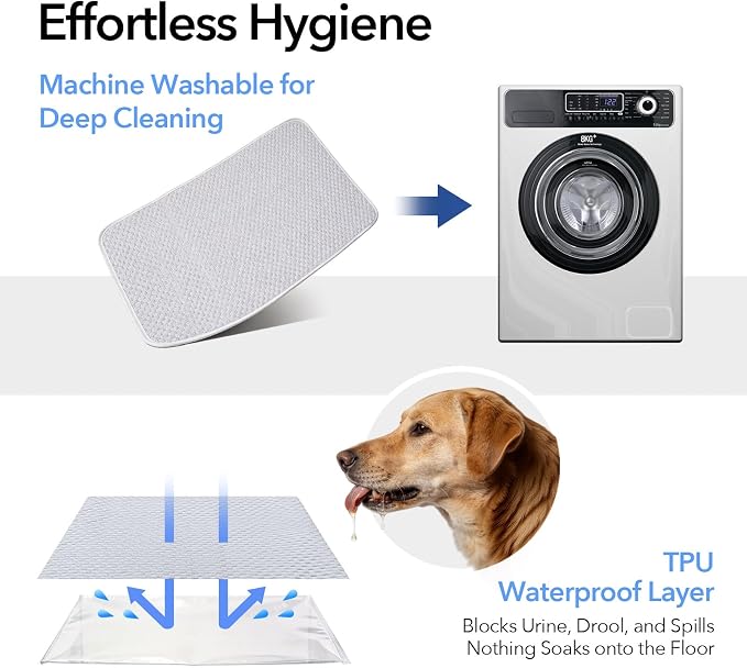 Dog Cooling Mat 46"x36" for Large Dogs - Q-Max 0.4+ Ice-Silk Fabric, Waterproof & Machine Washable, Non-Slip Portable Pet Cooling Pad for Crate, Indoor & Outdoor Use (L)