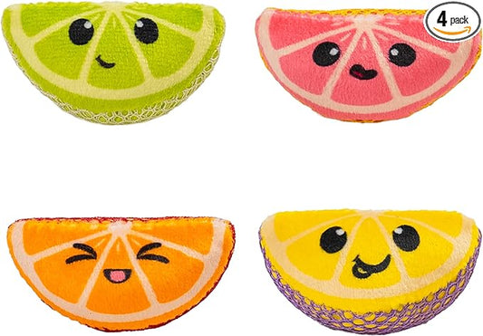 Catstages Dental Fruit Wedges 4 Pk, Soft and Textured Catnip Chew Toys That Help Clean Teeth, Multicolored