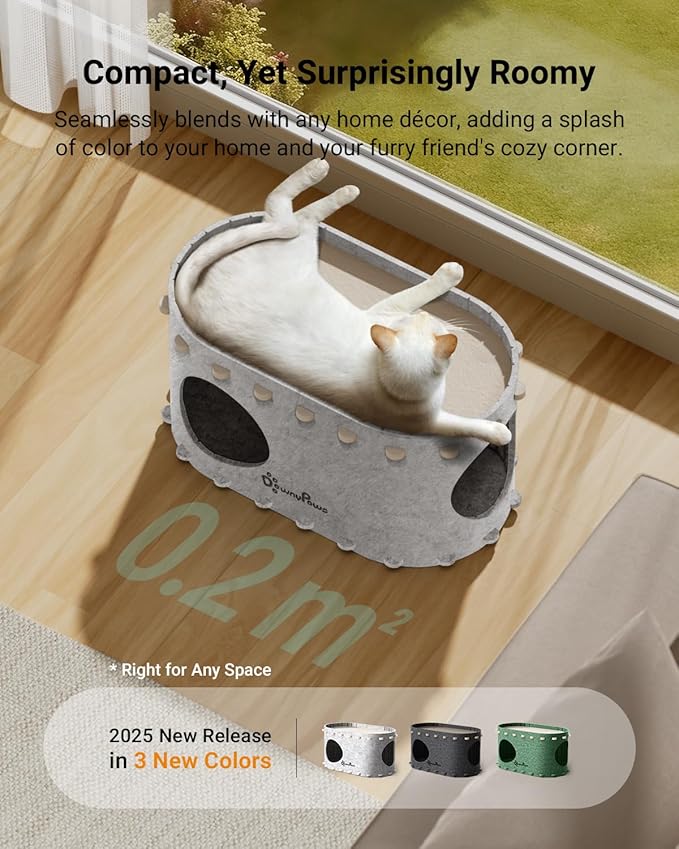 DownyPaws Cat House for Indoor Cats, Cat Bed Cave for Multiple & Large Cats Up to 22 Lbs, Scratch Resistant Peekaboo Cat Caves, Foldable Tunnel Enclosed Bed, PeekaPurr, Marble