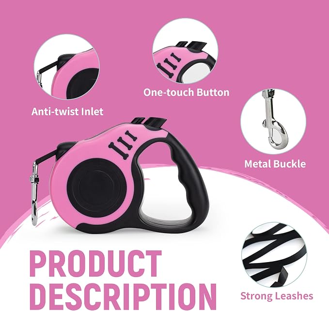 Retractable Dog Leash Automatic Telescopic Tractor Dog Tape, Pet Tape 10/16 FT Durable and Convenient, with Non-Slip Handle, Suitable for Small and Medium-Sized Dogs