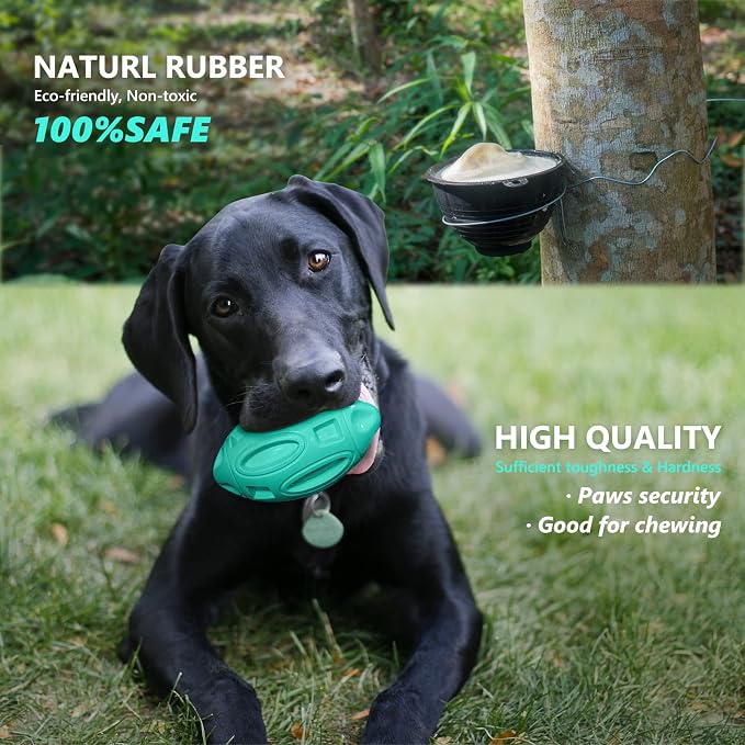 EASTBLUE Squeaky Dog Toys for Aggressive Chewers: Rubber Puppy Chew Ball with Squeaker, Almost Indestructible and Durable Pet Toy for Medium and Large Breed（Teal）