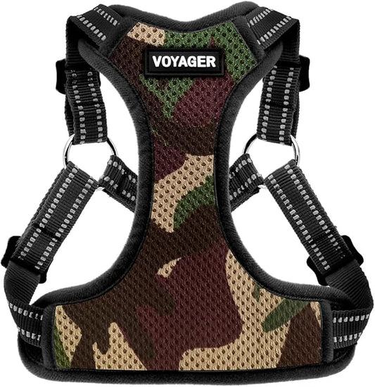 Best Pet Supplies Voyager Adjustable Step-in Flex Breathable Mesh Dog Harness for Small Medium Large Dogs (Army/Black Trim), XL