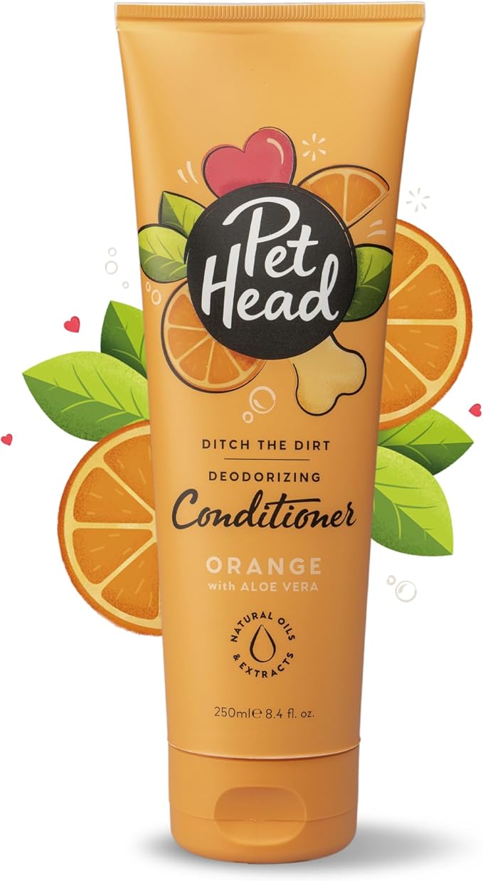 Pet Head Ditch the Dirt Dog Conditioner | Orange Scent | Deodorizing Conditioner for Smelly Dogs | Deep Cleans and Removes Odors | Vegan | Gentle Formula for Puppies | Made in USA | 8.4 fl. oz.