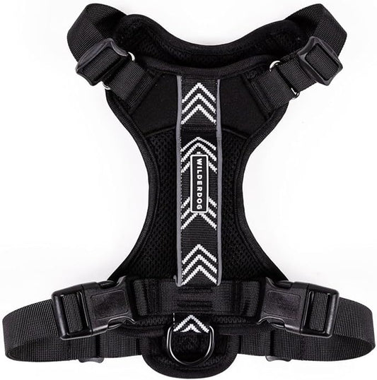 Wilderdog Lightweight Dog Harness with Reflective Straps - Medium - Black