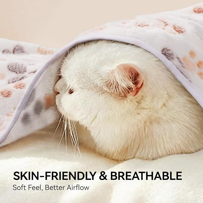 LINENLUX 1 Pack 4 Blankets Super Soft Fluffy Premium Fleece Dog Blankets for Puppy Cat Pet Blanket Flannel Throw Warm Sleep Dog Paw-4pcs 23x16 inch