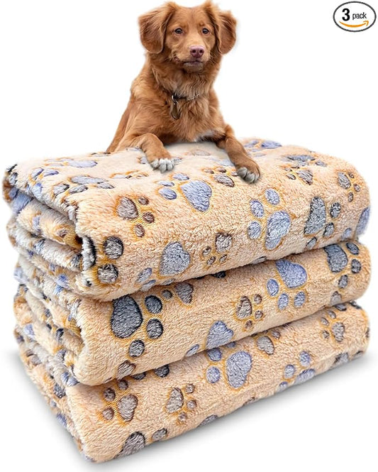 Dog Blankets for Medium Large Dogs Washable, 3 Pack Pet Blanket Washable 41" x 31", Fuzzy Soft Puppy Blanket Throw Cover for Kennel Crate Bed, Blanket for Dogs, Pet Blankets for Dog