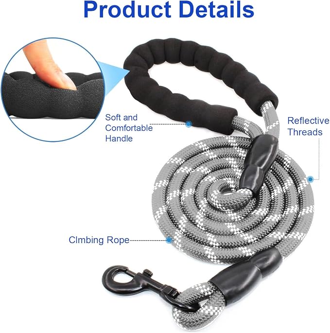 MingXpets Double Dog Leash, Dual Dog Leash, 360° Swivel Tangle Free Bungee Walking Training for Large Medium Dogs, Shock Absorbing Bungee Reflective for Two Dogs, 18~120 lbs, Grey