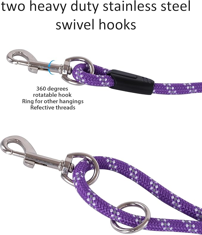 Long Rope Leash for Dog Training 16FT 30FT 50FT 100FT, Reflective Threads Check Cord Recall Training Agility Dog Lead for Large Medium Small Dogs, Dog Tie-out cable for Playing, Camping, or Backyard