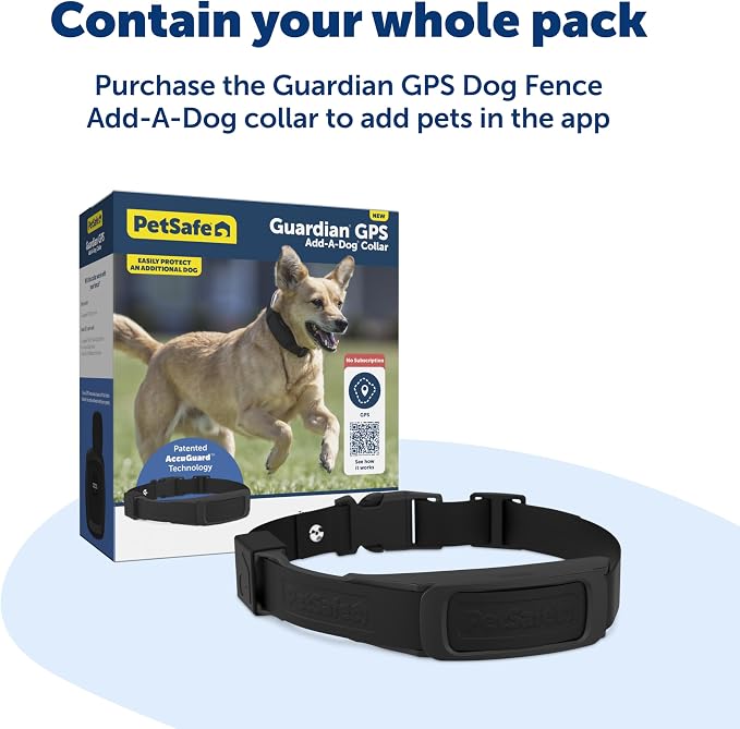 PetSafe Guardian GPS Dog Fence No Subscription Create Your Own Wireless Dog Fence Single-Yard Fence for Yards 3/4 Acres or Larger World's Safest GPS Dog Fence Tech New, Redesigned Collar
