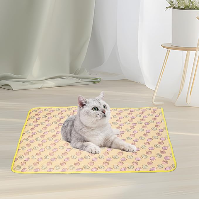 NACOCO Pet Cooling Mat Cat Dog Cushion Pad Summer Cool Down Comfortable Soft for Pets and Adults (S, Yellow)