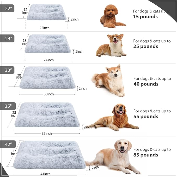 Vonabem Medium Dog Bed Washable, Soft Puppy Crate Beds for Medium Small Dogs and Cats, Plush Soft Puppy Pet Beds, Anti-Slip Dog Cage Mats for Sleeping, Kennel Pad 30 Inch Grey