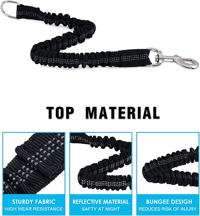 Long Dog Leash with Reflective Threads 15FT 20FT 30FT 50FT,Heavy Duty Bungee Dog Leashes for Small Medium Large Dogs,Shock Absorbing Training Leash for Walking,Hunting,Camping&Yard