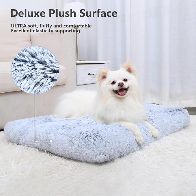 Vonabem Medium Dog Bed Washable, Soft Puppy Crate Beds for Medium Small Dogs and Cats, Plush Soft Puppy Pet Beds, Anti-Slip Dog Cage Mats for Sleeping, Kennel Pad 30 Inch Grey