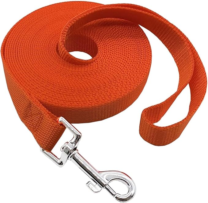 Nylon Training Dog Leash for Small Medium Large Dogs, 15ft 20ft 30ft 50ft Long Leash Dog/Puppy Lead for Obedience Recall Training, Camping (30ft, Orange)