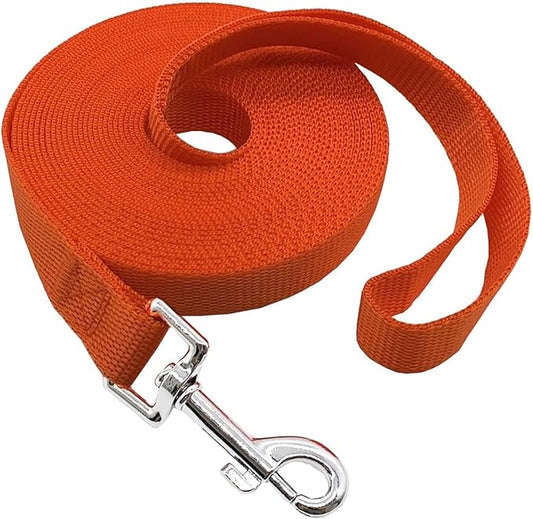 Nylon Training Dog Leash for Small Medium Large Dogs, 15ft 20ft 30ft 50ft Long Leash Dog/Puppy Lead for Obedience Recall Training, Camping (50ft, Orange)