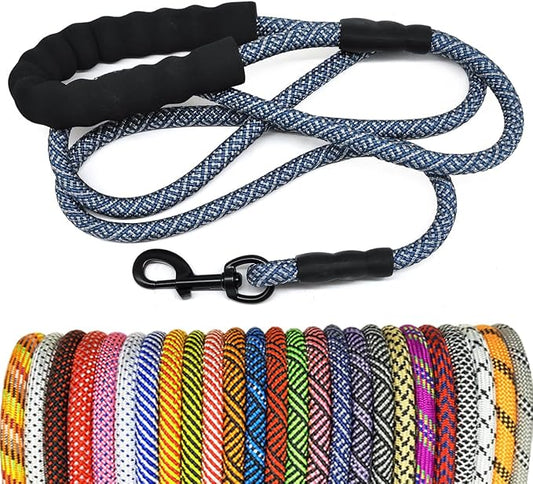 MayPaw Heavy Duty Rope Dog Leash, 6/8/10FT Nylon Pet Leash, Soft Padded Handle Thick Lead Leashes for Large Medium Dogs Walking Jogging (1/2" * 8', Navy)