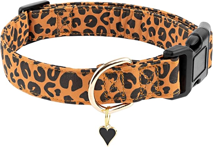 Faygarsle Brown Leopard Print Dog Collar for Small, Medium, Large Boys Girls Dogs XS