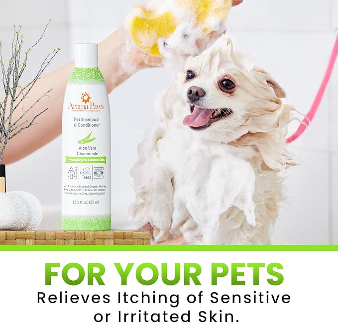 Dog Shampoo and Conditioner - Tearless Dog Shampoo for Cleansing, Grooming, and Conditioning Sensitive Skin - Moisturizing Shampoo for Dogs and Puppies - Fragrance-Free 13.5 oz