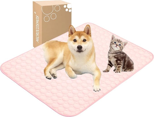 MICROCOSMOS Summer Cooling Mat & Sleeping Pad- Water Absorption Top, Materials Safe, Easy Carry, EZ Clean. Keep Cooling for Pets, Kids and Adults.(Pink, 40" x 28")
