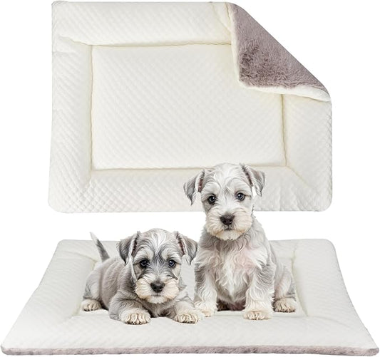 Dog Bed Mat, Crate Pad Reversible,Soft Kennel Washable Crate Mat (Cool and Warm),Pet Sleeping Mattress for Small Medium Dogs XB009 (30''x20'',Beige)