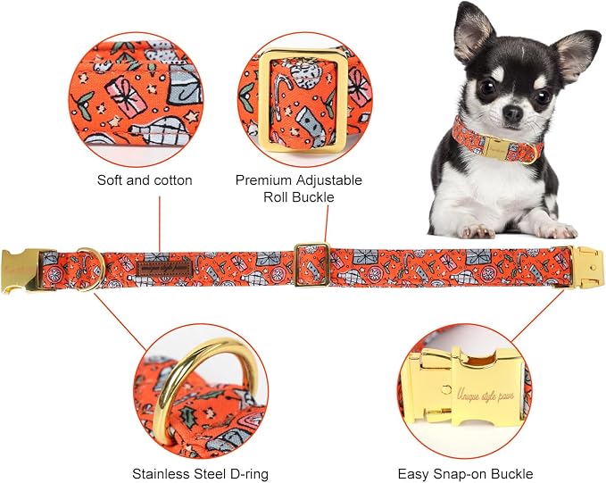 Unique style paws Dog Collar Metal Buckle Puppy Collar for Winter Christmas for Small Medium Large Boys Girls Dogs