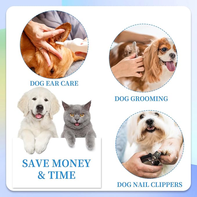 PatiencET Dog Grooming Hammock for Nail Trimming Pet Hammock for Small Dogs with Security Strap Cat Sling for Nail Clipping with Clippers Nail File and Pet Comb (Cerulean S)
