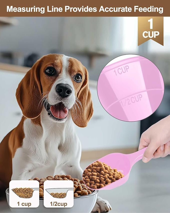 Dog Food Scoop, 1 Cup Pet Food Scoop With Measuring Lines (pink)