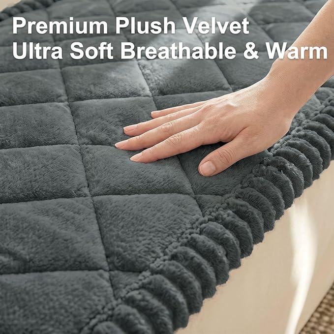Smiry Couch Cover for Dogs, Non Slip Washable Pet Sofa Protector for Large Dogs, Cats, Fuzzy Plush Sofa Covers for 2 Cushion Couch, Against Fur, Dirt & Scratch Resistant, Dark Grey, 27.6"×59"