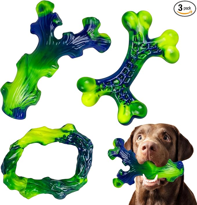 Frienhund 3-Pack Indestructible Nylon Dog Chew Toys for Aggressive Chewers - Long-Lasting Durable Bone-Shaped Toys, Large Breed Dogs, Tough Puppy Teeth Enrichment