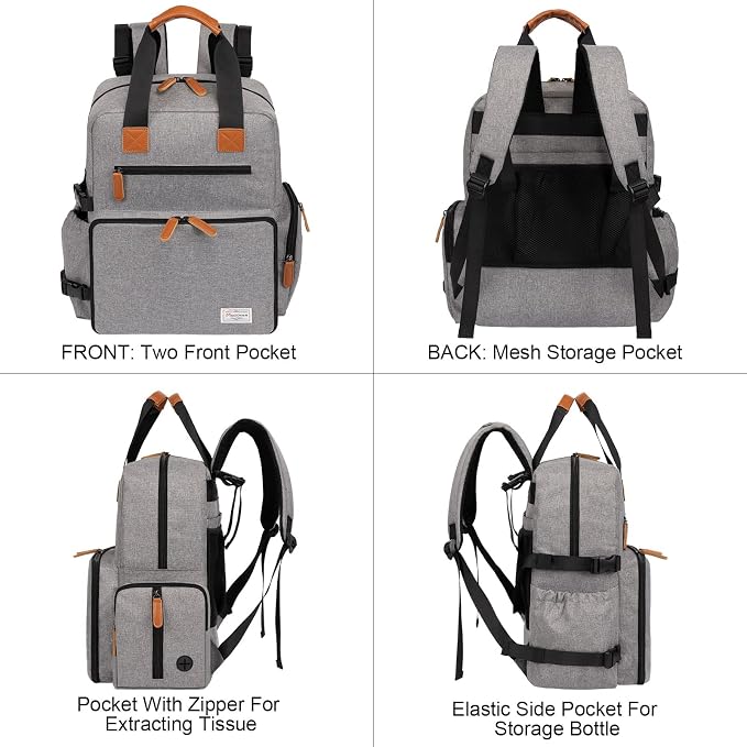 Modoker Dog Travel Bag, Airline Approved Backpack, Grey | Pet Accessories Organizer, 2 Food Storage Containers, 2 Collapsible Dog Bowls, Includes Pet Mat, Tote Weekend Bag