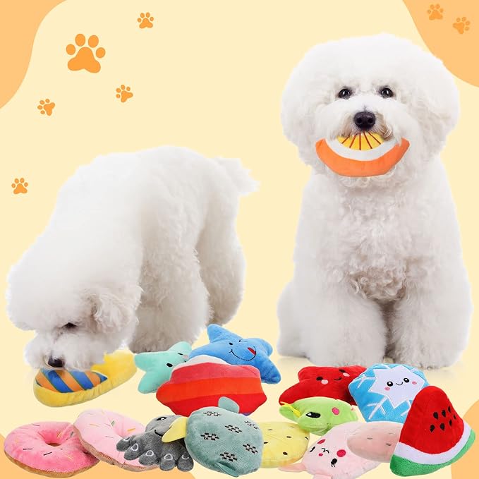 Hungdao 80 Pcs Dog Squeaky Toys Bulk for Small Dog Cute Plush Stuffed Puppy Chew Teething Toys Pet Bundle Easter Gift for Chewing Cleaning & Interactive Play