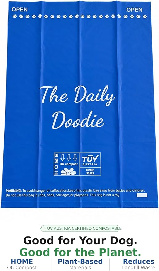 Premium Dog Poop Bags, Certified Compostable, 25 Micron Extra Thick & Leak-Proof, 120 Unscented Bags (8 Rolls), Large 9x13 Inch