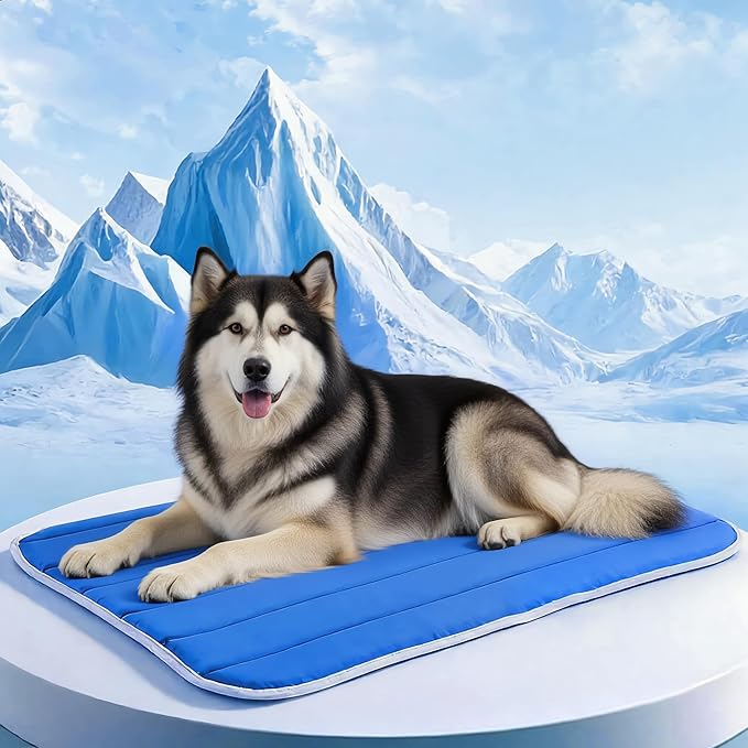 Dog Cooling Mat, Cold Memory Sponge Cooling Mat for Dog, Foldable Crate Pet Bed & Non-Slip, (Q-Max > 0.45) Long-Lasting Cool & Keep Your Pet Cool (X-Large - 43.3x31.5 Inch)