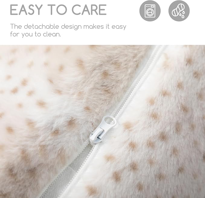 Hollypet Cat Bed Fluffy Plush Multifunctional Double-Layer Machine Washable Soft Warming Kitty Pet Couch Orthopedic Nest Beds for Small Cats Kitten and Dogs up to 13lbs, Leopard(21x15x8 inch)