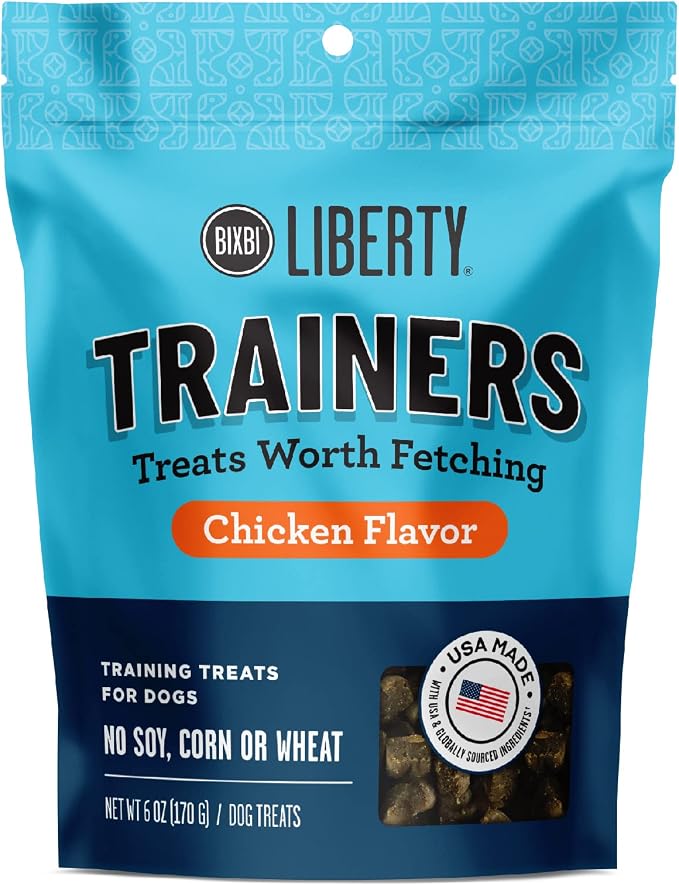 BIXBI Liberty Trainers, Chicken (6 oz, 1 Pouch) - Small Training Treats for Dogs - Low Calorie and Grain Free Dog Treats, Flavorful Pocket Size Healthy and All Natural Dog Treats