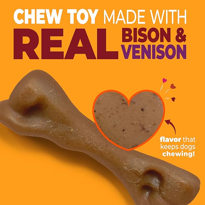 Nylabone Strong Chew Femur Bone Dog Toy Made with Real Bison & Venison, Durable Chew Toys for Aggressive Chewers, Long Lasting Dog Bone, Keeps Dogs Busy, Small Breeds - Up to 25 lbs