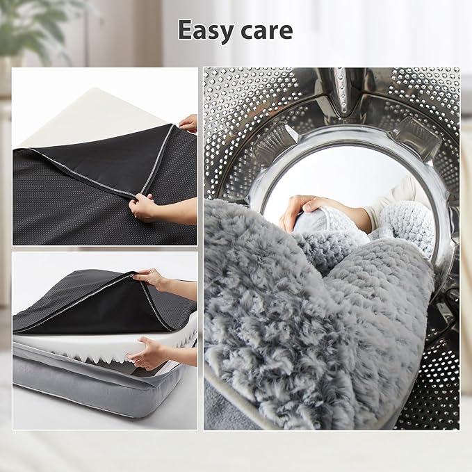 LEXTRO Orthopedic Dog Bed for Large Dogs, Egg Crate Foam Bed for Large Dogs, Equipped with Removable Waterproof Pillow Cover and Anti-Slip Bottom, Pet Bed