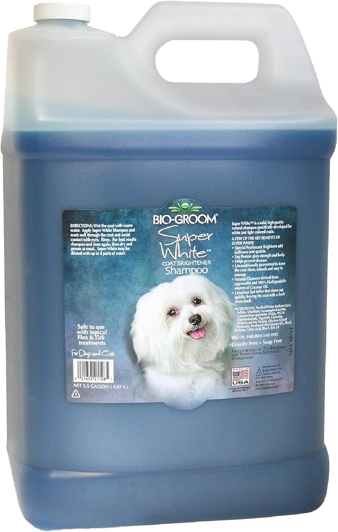 Bio-Groom Super Whitening Dog Shampoo - Whitening Pet Shampoo, Dog Bathing Supplies, Puppy Wash, Pet Grooming Supplies, Cruelty-Free, Made in USA, Coat Brightener Shampoo - 2.5 Gallons