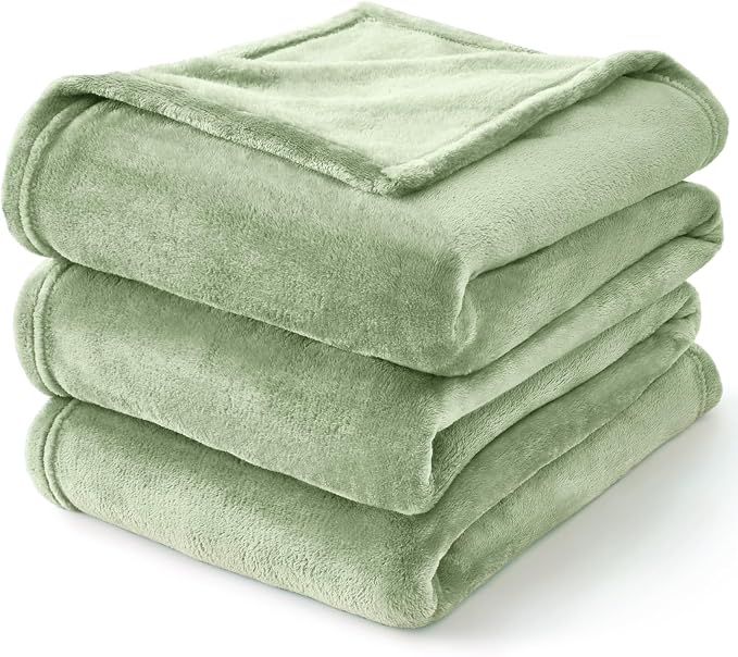 BEDELITE Fleece Blanket Twin Size Sage Grey Green Throw Blankets for Couch & Bed, Luxury Plush Cozy Fuzzy Blanket 60x80 inches, Super Soft Warm Lightweight Throw Blanket for Travel Camping