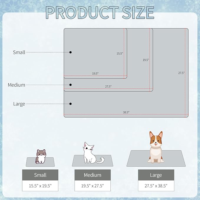DELIFUR Cat Cooling Mat- Pet Cooling Mat Outdoor for Dogs Self Cooling Pad for Kitten Cat Puppy Machine Washable (Small, Grey Shark)
